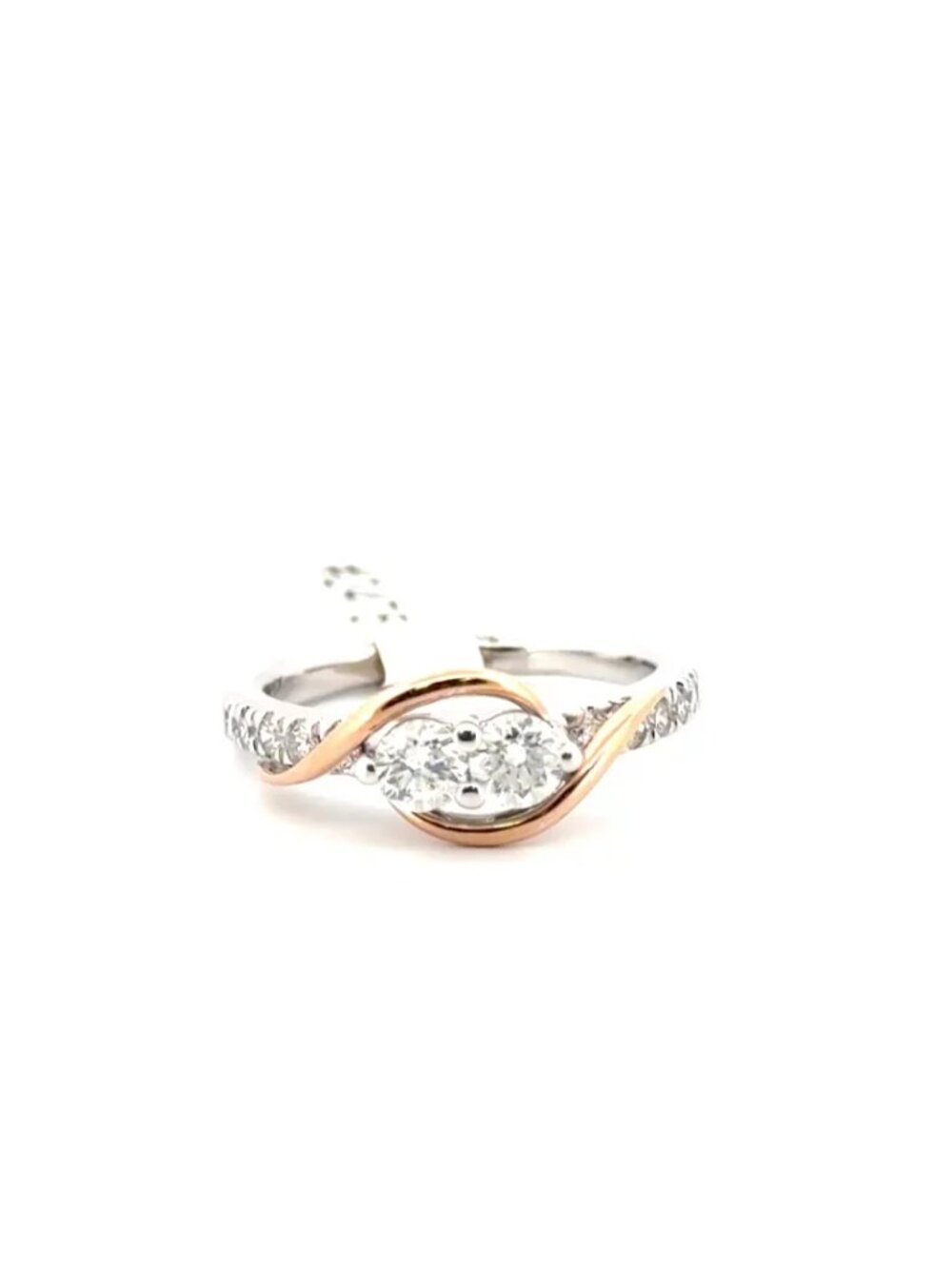 Natural Diamond Engagement Ring Set in 14K Two Tone White & Rose Gold Sz 8.5